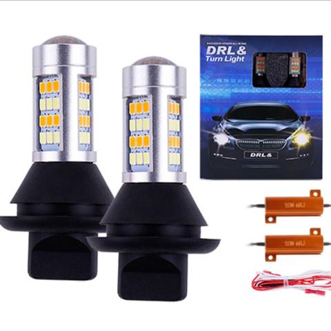 2Pcs White/Amber 42SMD 2835 LED Bulb Kit 1156 P21W BA15S PY21W BAU15S T20 W21W Auto Car Turn Signal Lights Daytime Running Light ► Photo 1/6