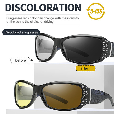 New Retro Women Sunglasses Polarized Driving Photochromic Day Night Vision Goggle Glasses with Diamond Women UV400 Eyewear S8846 ► Photo 1/6