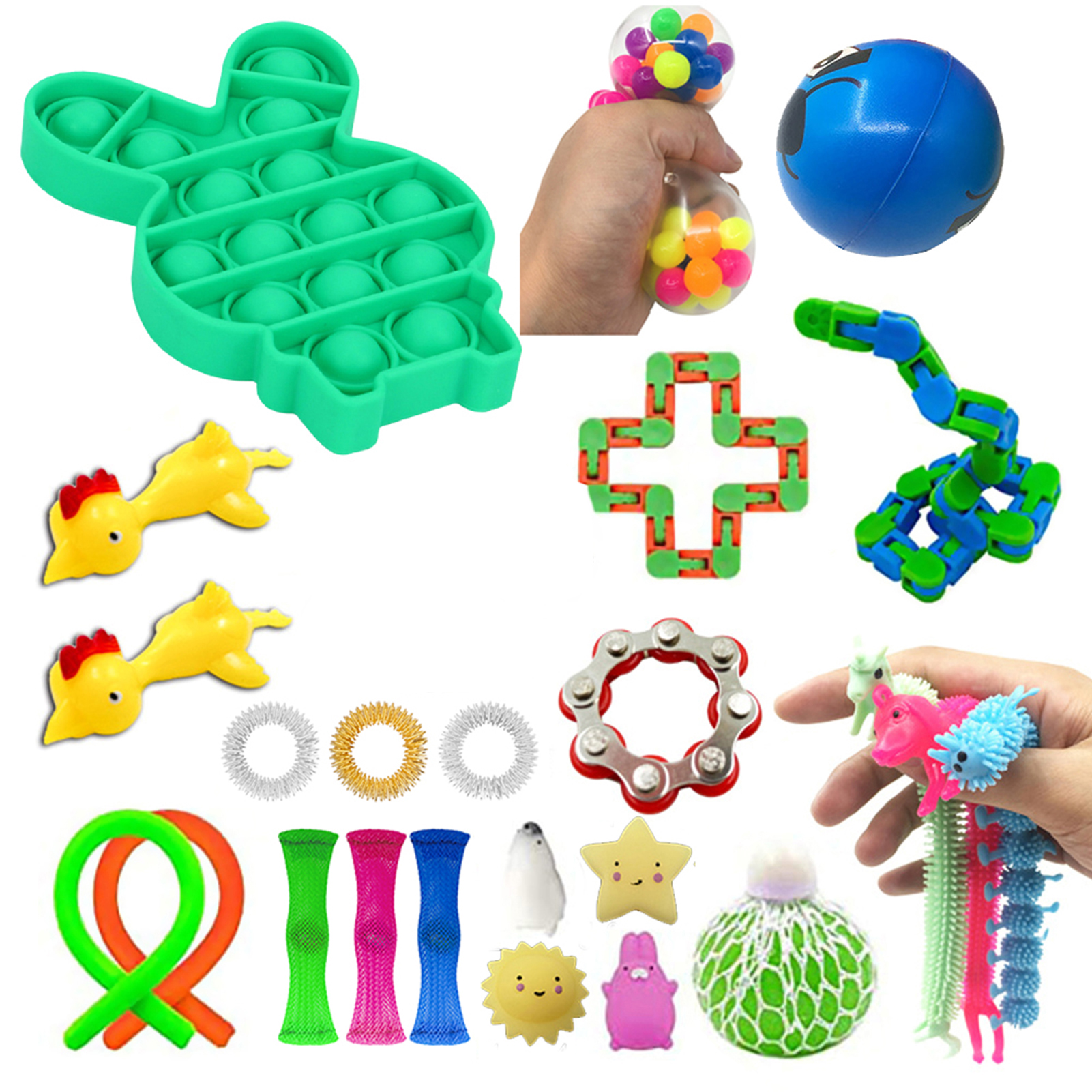 24Pack Fidget Toys Set Sensory Tools Bundle Stress Relief Push Pop it Toy UK 