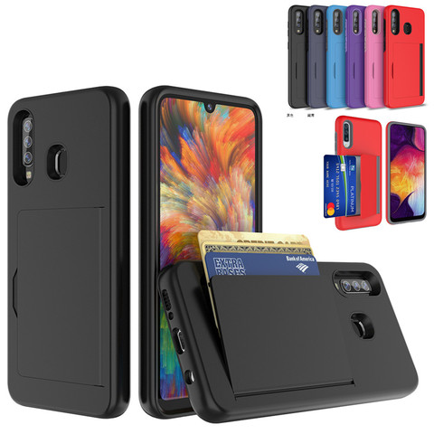 For Samsung Galaxy A50 A30 A20 SM-A505FN/DS A305FN A205FN Case Candy Color Armor Business Card Slot Cover For S10 S20 PLUS Funda ► Photo 1/6