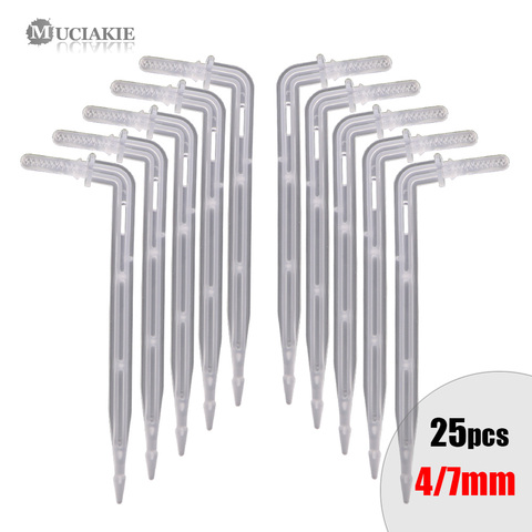 MUCIAKIE 25PCS 4/7mm Transparent Elbow Arrow Drippers 11cm OD 4mm Bending Drop Emitter Garden Potted Irrigation Watering Tool ► Photo 1/6