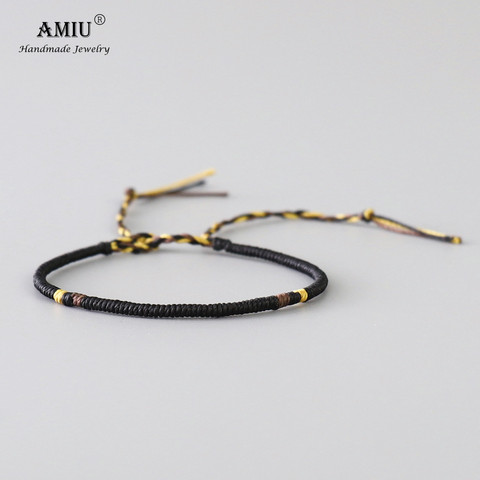 AMIU Handmade Wax Thread Simple Rope Knot Bracelet Waterproof Woven Wrap Bracelet Friendship Bracelet for Men and Women ► Photo 1/6