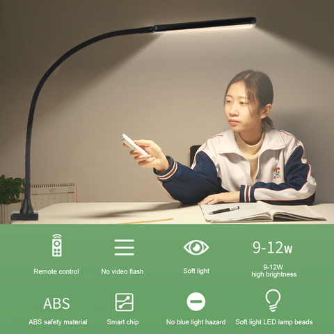 Long Arm Flexible Desk Lamp Eye-protected Clip Office Led Table Lamp Large Area Lighting For Bedroom 5-Level Brightness&Color ► Photo 1/6