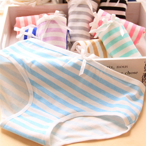 Hot Brand Panties Stripes Navy High Quality Bowknot Lovely Cute Sexy Underwear Women Panties Cotton Briefs ► Photo 1/6