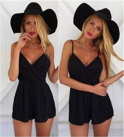 Sexy Playsuit Women Sleeveless Bodycon Black Elegant Jumpsuit