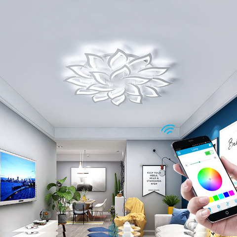 Modern home living room bedroom room LED chandelier study lamp creative acrylic chandelier APP intelligent lighting ► Photo 1/6