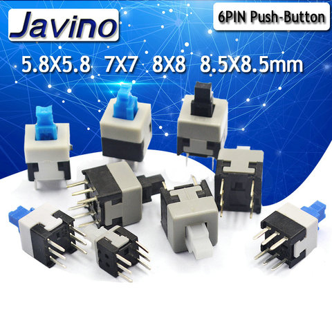 10PCS/LOT 5.8x5.8 7x7 8x8 8.5x8.5mm Self Locking / UNlock Push Tactile Power Micro Switch 6 Pin Button Switches ► Photo 1/6