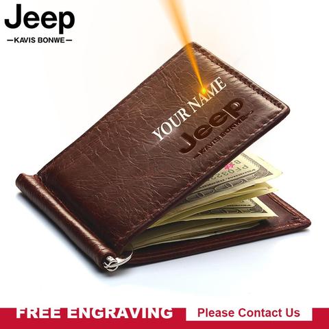 Genuine Leather Men Money Clip Card Wallet Luxury Design Fashion Slim Bifold Cash Clamp Cash Holder Thin Purse For Man ► Photo 1/6