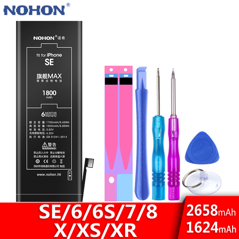 NOHON Battery For iPhone SE 8 7 6 6S X XS XR 6G Replacement Bateria High Capacity iPhone8 iPhone7 iPhone6 iPhoneSE Phone Batarya ► Photo 1/6