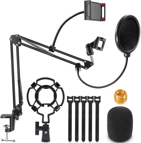 Microphone Stand, Mic arm Desk Adjustable Suspension Boom Scissor for Blue Yeti Snowball & Other Mics for Professional Streaming ► Photo 1/1
