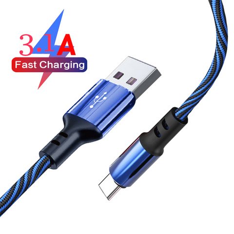 3.1A USB Type C Cable Fast Charging usb-c type-c Data Cables 1M/2M Cord For Samsung Huawei Xiaomi redmi note 8/9 pro phone wire ► Photo 1/6