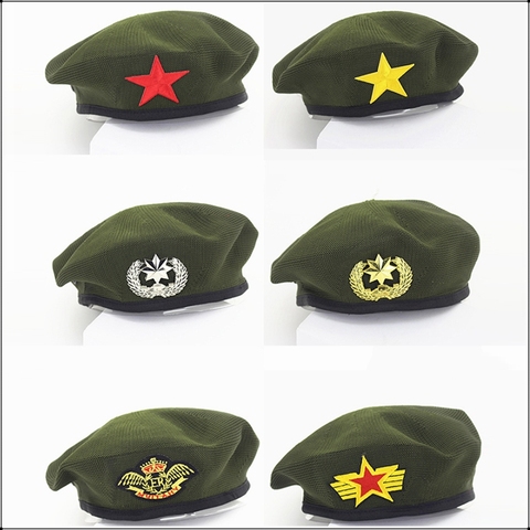 Unisex Army Green Berets Sailor Dance Performance Cosplay Hats Star Emblem Breathable Sailors Hat Walk Travel Navy Military Caps ► Photo 1/6