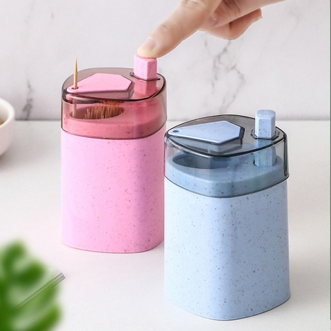 Automatic Toothpick Holder Container Wheat Straw Household Table Toothpick Storage Box Toothpick Dispenser ► Photo 1/6