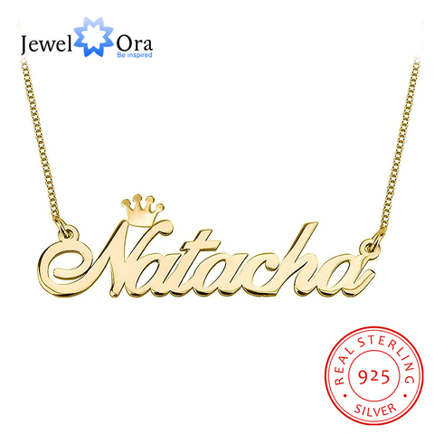 JewelOra Personalized 925 Sterling Silver Nameplate Necklace with Crown Custom Any Name Fine Jewelry Gift for Mom ► Photo 1/6