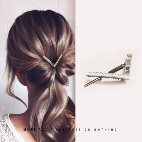 6.8CM Luxury Crystal Hair Jewelry For Women Cubic Zircon Metal Hairpins Wedding Ornament Hair Clips Geometric Hair Accessories  ► Photo 1/6