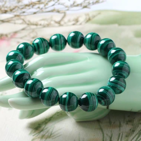 Genuine Natural Malachite Bracelet 8mm 10mm 12mm 14mm Women Men Healing Stone Stretch Chrysocolla Round Beads Crystal AAAAA ► Photo 1/4