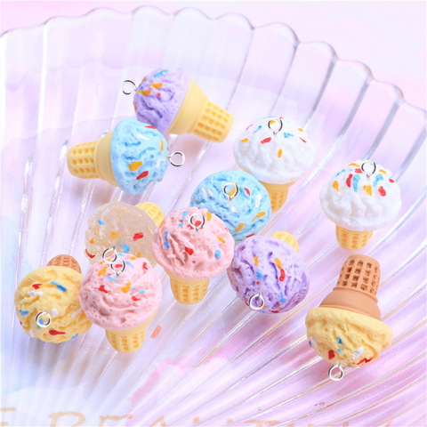 10pcs Fashion Cute Simulated Ice Cream Cone Pendant Charms for Woman Girls Cartoon Fashion Jewelry Findings DIY Earrings C293 ► Photo 1/6