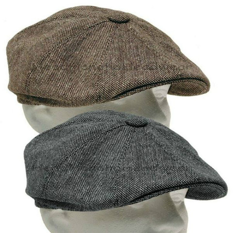 2022 new men's herringbone style berets retro woolen top felt hat fashion wild casual berets flat berets ► Photo 1/6