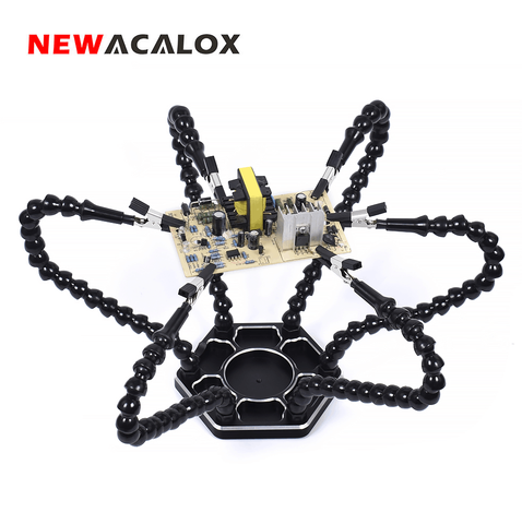 NEWACALOX Multi Soldering Helping Hands Third Hand Tool with 6pcs Flexible Arms For PCB  Board Soldering Assembly Repair Station ► Photo 1/6