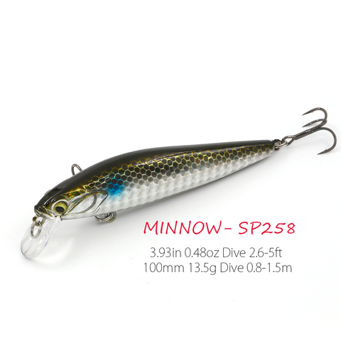 100mm 13.5g SP Minnow Fishing Lure Wobbler Crankbait Fishing Tackle Gear Isca Artificial Black Minnow Jerkbait Long Casting Bait ► Photo 1/6