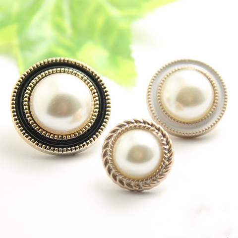 10pcs/lot Gold Pearl Buttons Plastic Shank for Garment Clothing Accessories Fit Sewing Scrapbooking Garment DIY Decoration ► Photo 1/5