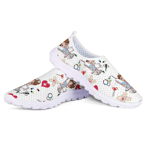 Sweet Cute Cartoon Nursing Doctor Printed Flats Shoes Women Casual Summer Slip On Sneakers Lightweight Nurse Ladies Shoe ► Photo 1/6