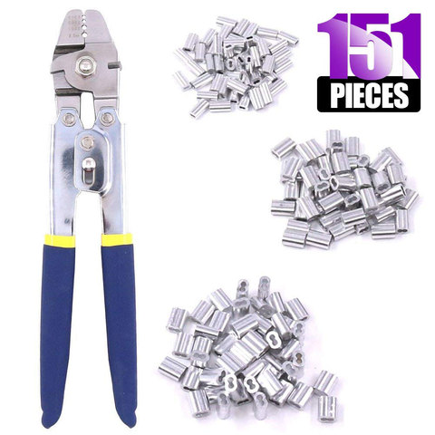Fishing Crimping Pliers Wire Rope Crimper Hand Crimping Tools Set For Copper And Aluminum Oval Sleeves  From 0.1mm-2.2mm ► Photo 1/6