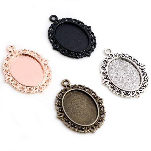 10pcs 13x18mm Inner Size Antique Silver Plated Rose Gold Color Cameo Cabochon Base Setting Charms Pendant Necklace Findings ► Photo 1/6