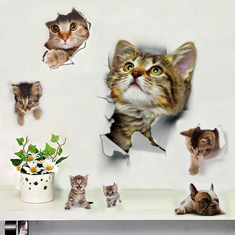 1 Piece 3D Cat Stickers, Family Wall sticker Decals, Window, Bedroom, Bathroom, Bath Seat Decor, Kitchen Accessories ► Photo 1/6