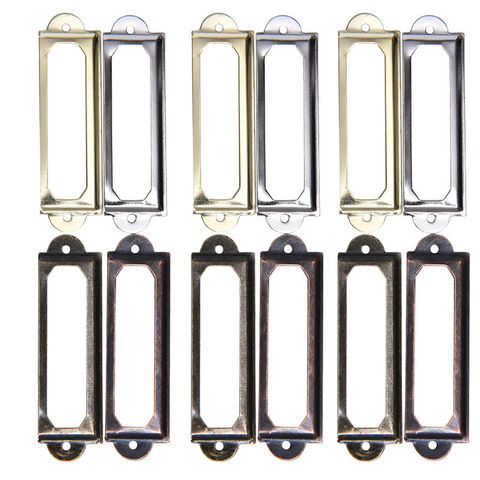 10 Pcs Antique Brass Metal Label Pull Frame Handle File Name Card Holder For Furniture Cabinet Drawer Box Case Bin ► Photo 1/6