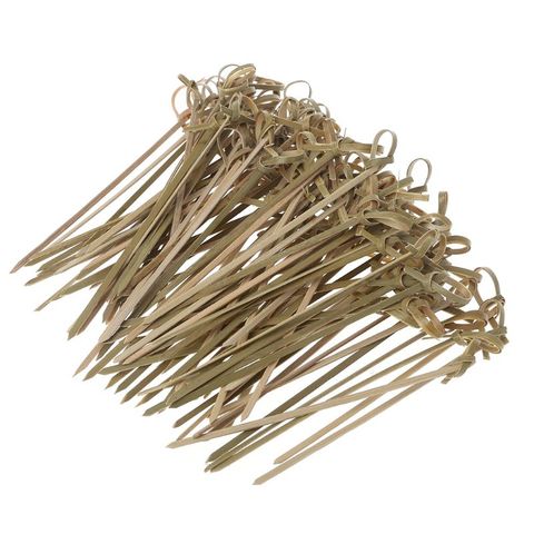 100Pcs Disposable Bamboo Tie Knotted Skewers Twisted Ends Cocktail Food Fruit Picks Fork Sticks Buffet Cupcake Toppers Wedding P ► Photo 1/5