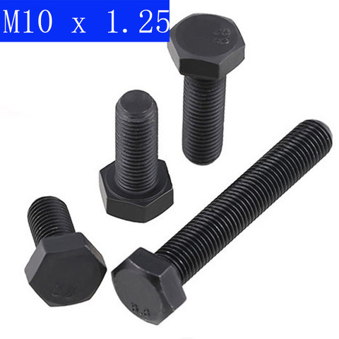 M10 x 1.25   ( 10mm ) Fine Pitch Hex Cap Bolts / Screws, 8.8 Alloy Steel Thread Metric Tap DIN 933 ISO 4017 ► Photo 1/1