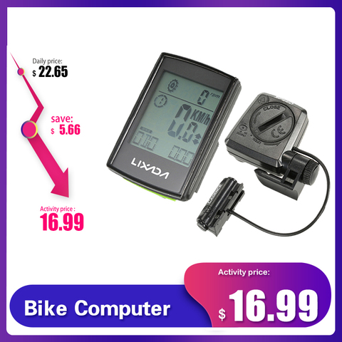 Lixada Wireless Bike Cycling Computer Bicycle Speedometer 2-in-1  Waterproof Stopwatch Cadence LCD Backlight Bicycle Accessories ► Photo 1/6