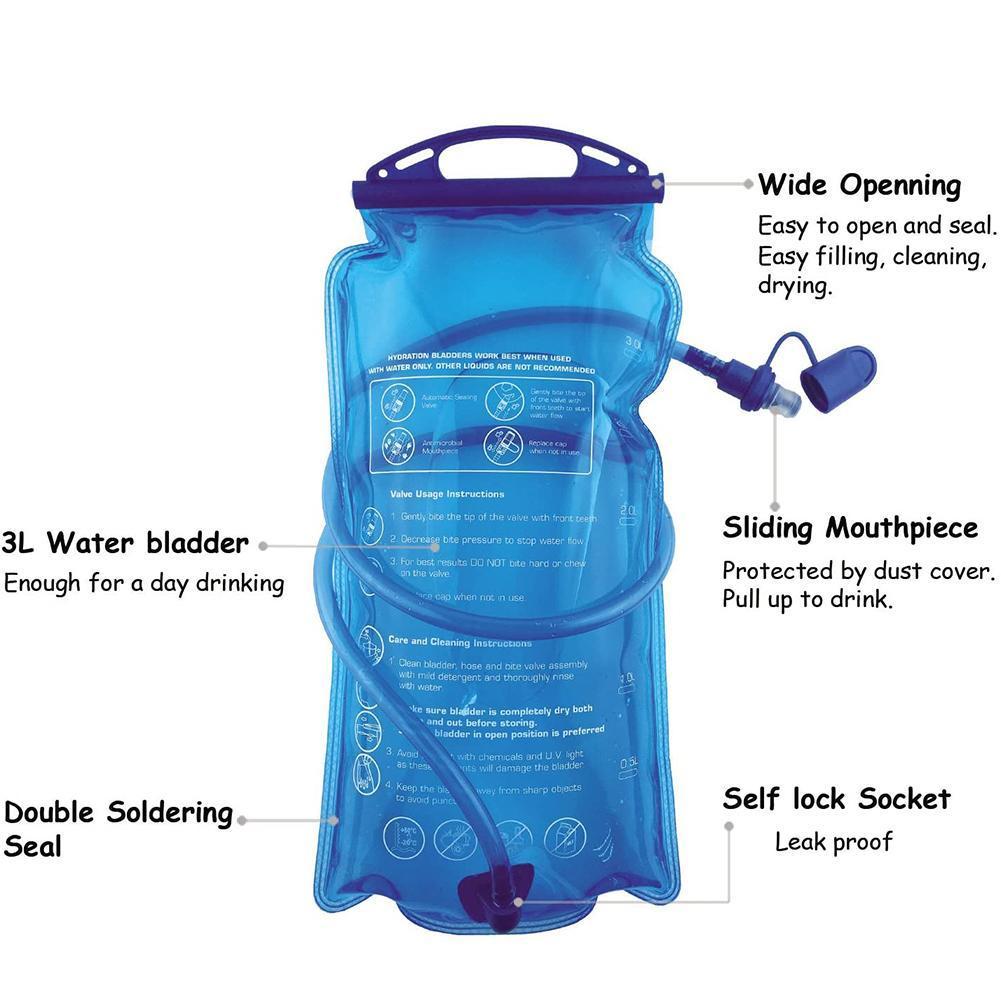 1L 1.5L 2L 3L Foldable Soft Reservoir Water Bladder Hydration Pack Water Bag Run 