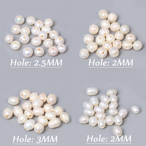 10pcs AA Grade Large hole Natural Pearls Beads loose Big Hole White Potato rice Freshwater Pearl beads for Jewelry Making gifts ► Photo 1/6