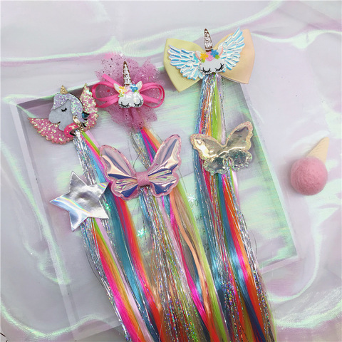 New Girls Cute Cartoon Unicorn Colorful Wigs Hairpins Princess Sweet Headband Hair Clips Barrettes Kids Fashion Hair Accessories ► Photo 1/6