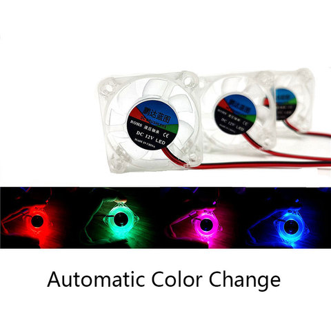 4010 40x40x10mm DC 5v 12v 24v Cooling Fan Automatic Color Change Transparent LED Iight Emitting Hydraulic Bearing 2pin ► Photo 1/6