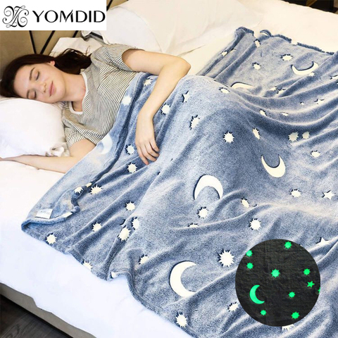 Luminous Warm Flannel Blankets Night Fluorescent Geometric Print Sheet Sofa Throw Bedspread Children's Siesta Leisure Coverings ► Photo 1/6