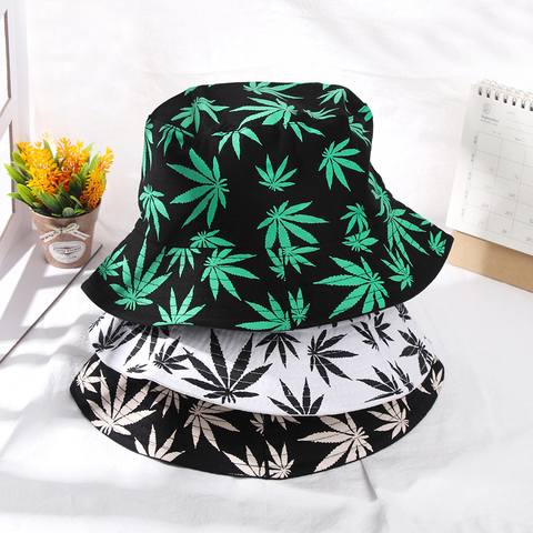 Fashion Women Men Couple Cotton Fishing Hat Hip Hop Cap Maple Leaf Panama Bucket Hat Sun Flat Top Fisherman Hats Caps Boonie New ► Photo 1/6