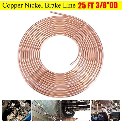 25Ft 7.62m Roll Tube Coil of 3/8'' OD 3/16'' OD Copper Nickel/Zinc Brake Hose Line Tubing Pipe Replacement Anti Rust ► Photo 1/6