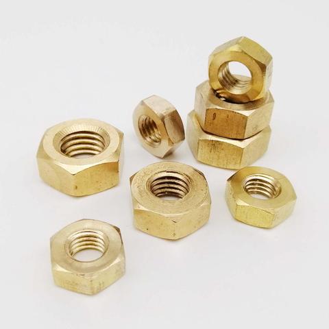 5/100pcs DIN934 M1 M1.2 M1.4 M1.6 M2 M2.5 M3 M4 M5 M6 M8 M10 M12 Solid Brass Copper Hex Nut Hexagon Nut High Quality ► Photo 1/6