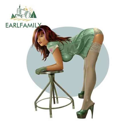 EARLFAMILY 13cm x 11.6cm Car Sticker Graphics Naughty Nurse Pin Up Girl Decal Car Styling Accessories ► Photo 1/2