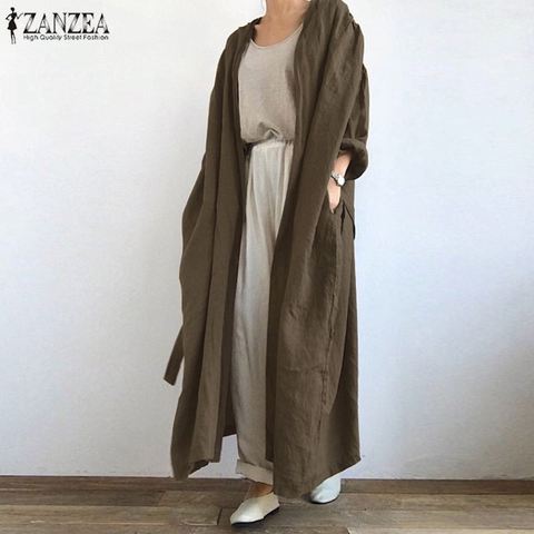 ZANZEA 2022 Women's Casual Blouse Vintage Autumn Cotton Long Cardigan Long Sleeve Coats Female Solid Blusas Plus Size Tunic ► Photo 1/6