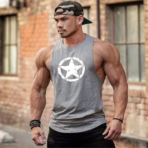 New Fashion Cotton Sleeveless Shirts Tank Top Men Fitness Shirt Mens Singlet Bodybuilding Workout Gym Vest Fitness Men ► Photo 1/6