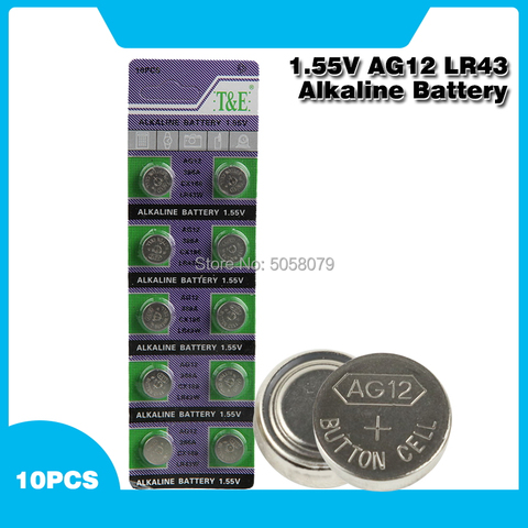 10Pcs 1.55v Ag12 Alkaline Button Coin Cell Battery SR43W R43 SR1142 SB-B8 V386 D386 260 S1142E GP386 SG12 LR43 386A LR1144 ► Photo 1/6