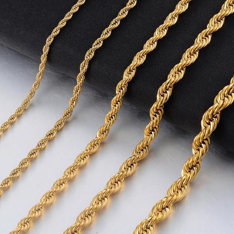 Width 2/4/6mm Stainless Steel Gold Rope Chain Necklace Statement