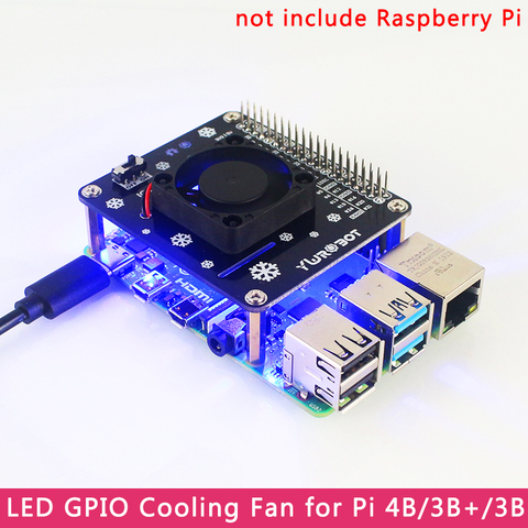 Raspberry Pi 4 Cooling Fan GPIO Expansion Board with Cool LED Light GPIO Extenison Module for Raspberry Pi 4B/3B+/3B/3A+ ► Photo 1/6