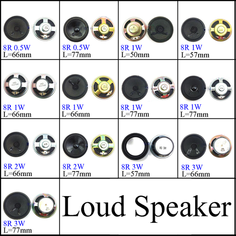 YuXi 8 Ohm / 8R 0.5w 1W 2W 3W 1/2/3W 50mm 57mm 66mm 77mm  Diameter Loudspeaker Loud Speaker ► Photo 1/1