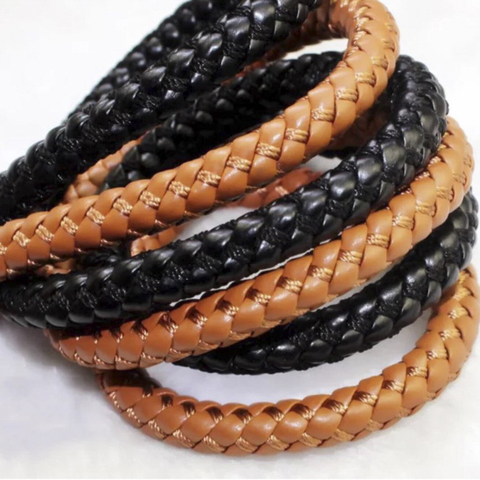 REGELIN 2 meters 8mm Round Braided PU Leather Bracelet Findings PU Leather Cord String Rope DIY Necklace Bracelet Making ► Photo 1/5