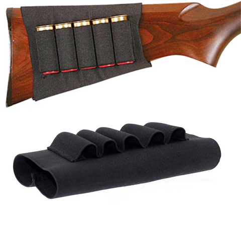 Shotgun Rifle 5 Shells Buttstock Shell 12 20 Gauge Cartridge Holder Elastic Loops Airsoft Military Ammo Cartridge Holder Black ► Photo 1/6